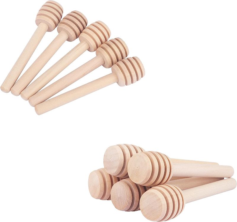Photo 1 of 3 Inch Mini Wooden Honey Dipper Sticks for Honey Jar | 25 Pieces of Premium Quality Honey Spoons for Honey Pot | Great Gift for Wedding Favors and Tea Party Favors | Charcuterie Accessories 