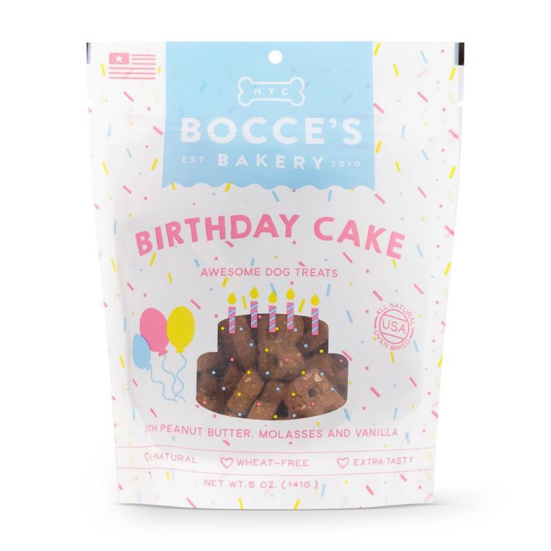 Photo 1 of  expire 2024 2pk Bocce's Bakery Birthday Cake with Peanut Butter, Carob and Vanilla Flavors Dog Treats - 5oz
