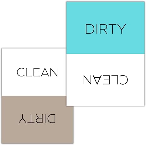 Photo 1 of (2 Pack) Dishwasher Magnet Clean Dirty Sign | Clean Dirty Magnet for Dishwasher | Ideal Reversible Indicator for Kitchen Dish Washing & Organization | Adhesive Free Strong Magnet (Brown/Aqua) https://a.co/d/4Ye2b9u