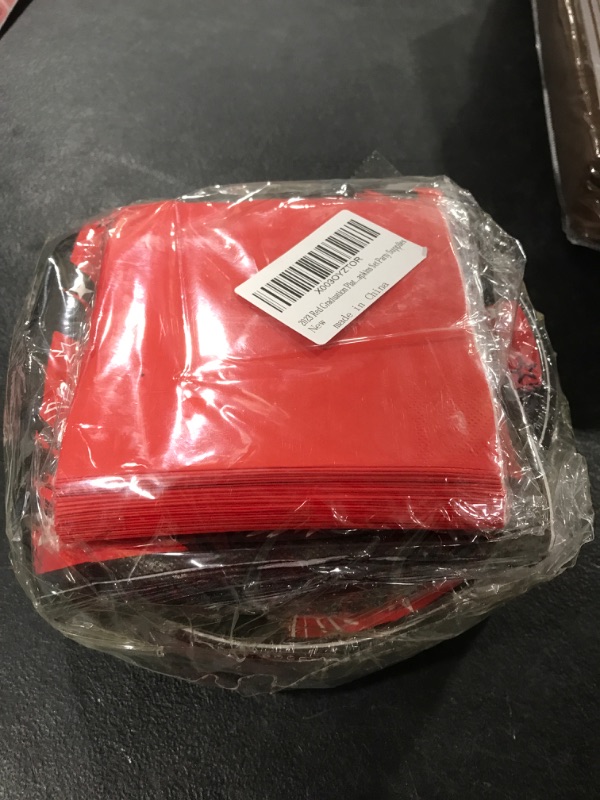 Photo 2 of 2023 Red Graduation Plates and Napkins Set Party Supplies for 50 Guest- 200pcs Class of 2023 Grad Party Tableware kit Include Dinner Plates Dessert Plates Napkins for Congrat Grad Party Decorations