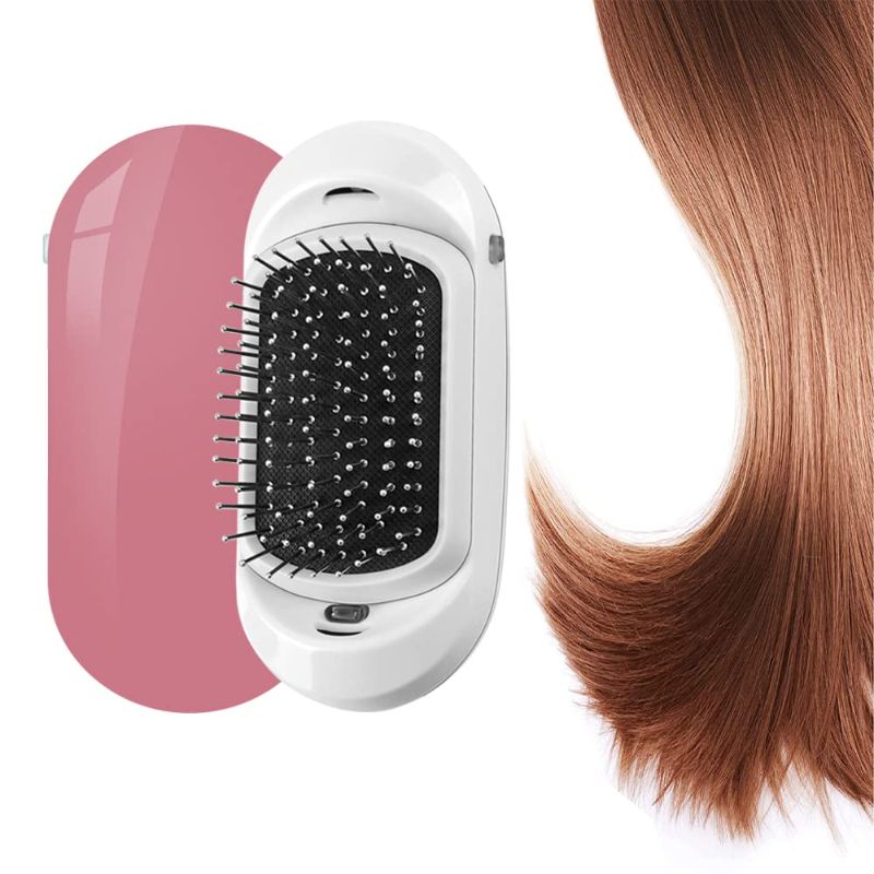 Photo 1 of  Electric Ionic Hair Brush for Frizzy Hair, Pro Negative Ion Hair Detangler Brush, Anti Static Scalp Massage Comb, Mini Beauty Hairbrush Christmas Gift for Women Girls (pink)
