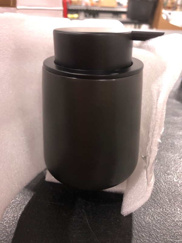 Photo 2 of 12Oz Black Soap Dispenser - Ceramic Lotion Hand Soap Dispenser with Easy-to-Press Pump, Refillable Liquid Hand Soap Dispenser for Bathroom, Dish Soap Dispenser for Kitchen Black Liquid Dispenser