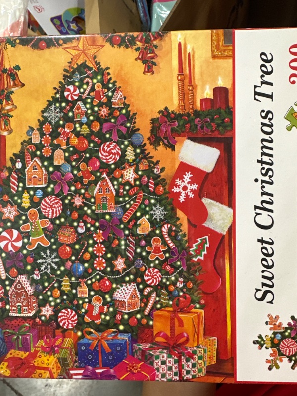 Photo 2 of 300 Piece Christmas Tree Puzzle for Adults Seniors Large Pieces Candy Cane Gingerbread Man House Holiday Family Puzzle Gifts for All Puzzlers