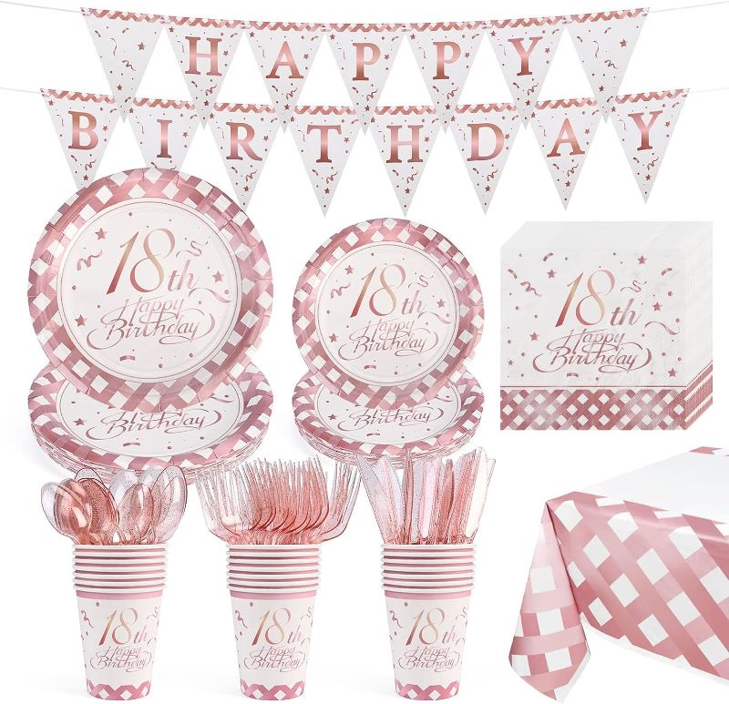 Photo 1 of 18th Birthday Decorations for Girls Rose Gold 18th Birthday Decorations Fabulous Party Supplies (Serves 20, 142 Total Pieces)