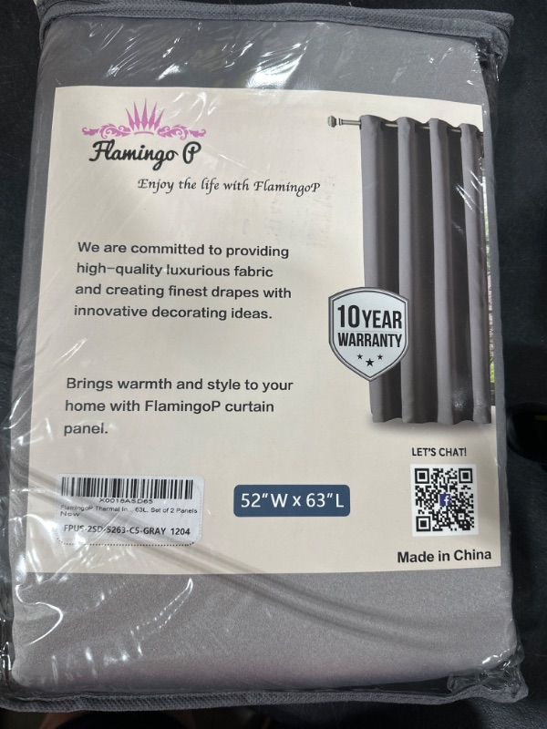 Photo 2 of 100% Blackout Curtains for Bedroom 63 Inches Long Thermal Insulated Lined Curtains for Living Room Double Layer Full Light Blocking Energy Saving Grommet Drapes Draperies, 2 Panels, Grey 52" x 63" Grey