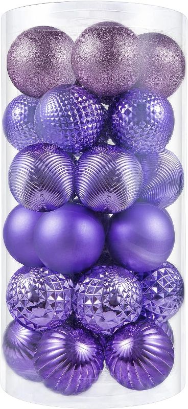 Photo 1 of 
AHCCSD Christmas Ornaments Balls,2.36" 60mm 30pcs Light Purple Christmas Tree Ornaments Balls Shatterproof Decorative for Xmas Holiday Decoration.