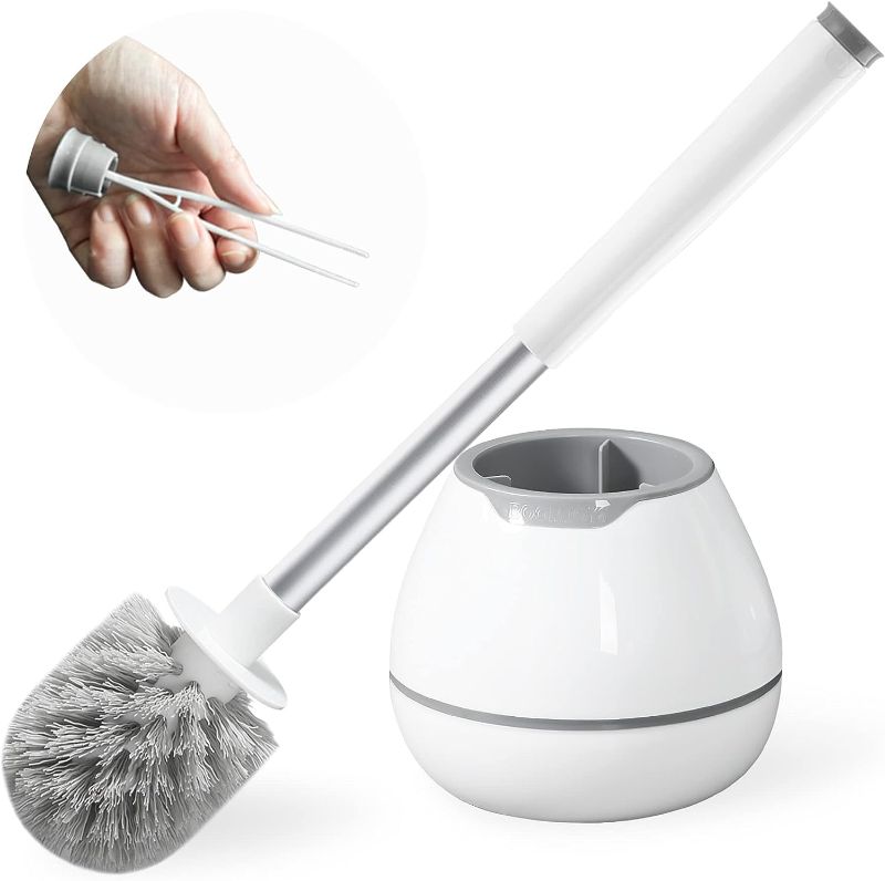 Photo 1 of 
BOOMJOY Toilet Bowl Brush and Holder - Toilet Cleaner Brush with Durable Scrubbing Bristles & Tweezers for Bathroom RV - Modern Household Cleaning