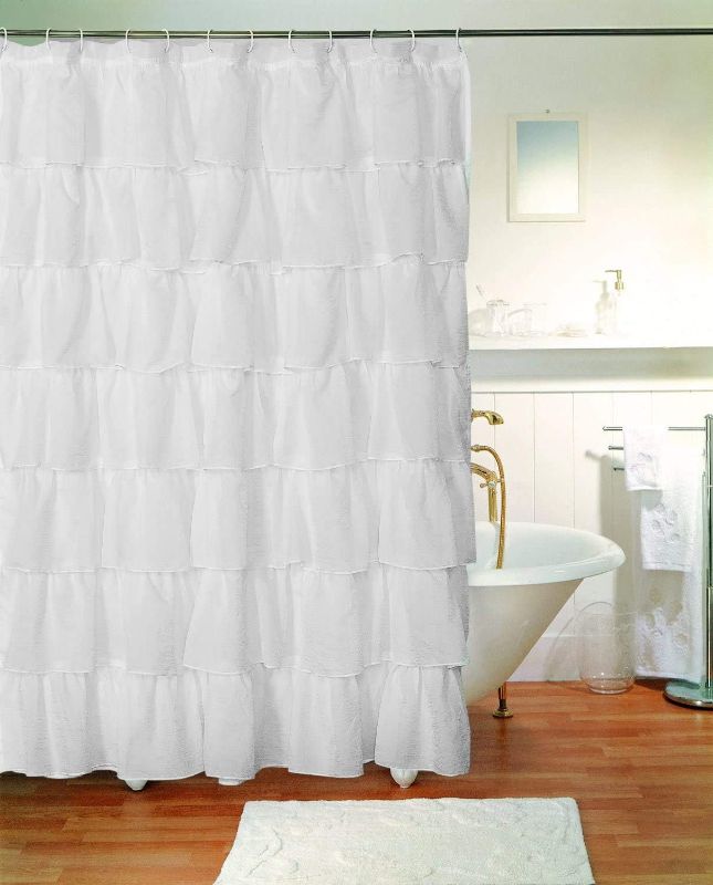 Photo 1 of 
Decotex 1 Piece Gypsy Ruffle Crushed Sheer Voile Shabby Chic Bathroom Fabric Shower Curtain Panel (70" X 72", White)