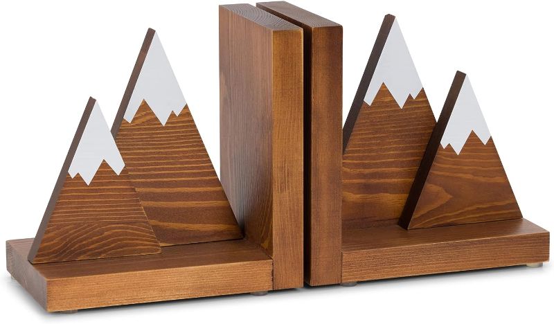 Photo 1 of 
Waratah Designs Mountain Bookends - Mountain Decor for Shelves - Adventure Decor Wooden Book Ends - Woodland Nursery Decor - Non Slip Decorative Bookend