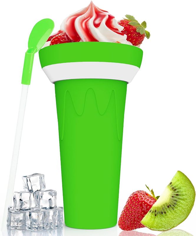 Photo 1 of 
LATIBELL Slushy Maker Cup - Slushie Cup Maker Squeeze Cool Stuff Double Layer Silicone Slush Cup 16.9 Ounce Summer Cooling Cup with Straw and Spoon,Green