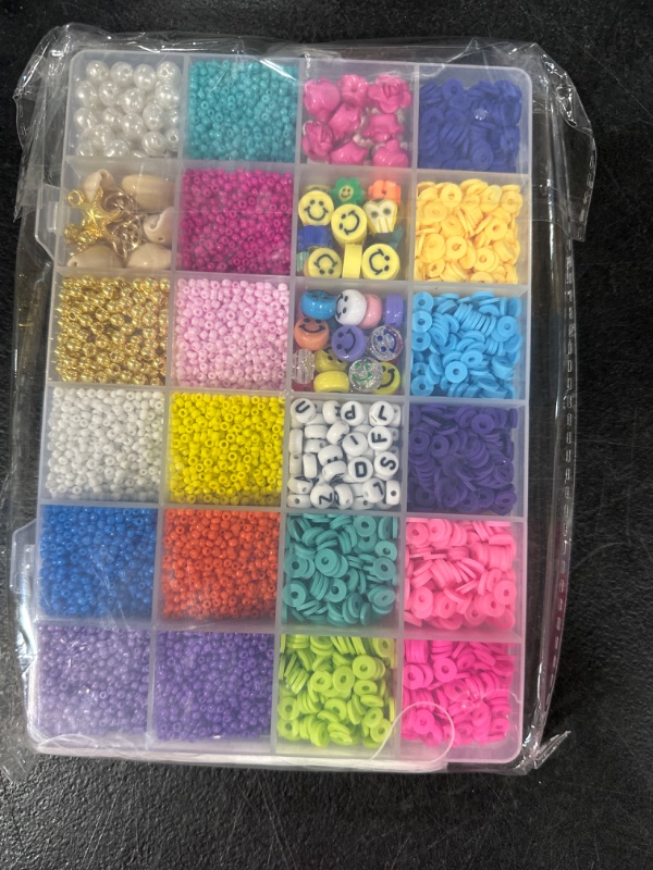 Photo 2 of 11521 PCS Clay Beads for Bracelet Making, Heflashor Preppy Jewelry Polymer Clay Spacer Beads with Smile Face Beads Heishi Disc Beads with Pendant Bracelet Kit DIY Craft Jewelry Holiday Gift for Girls