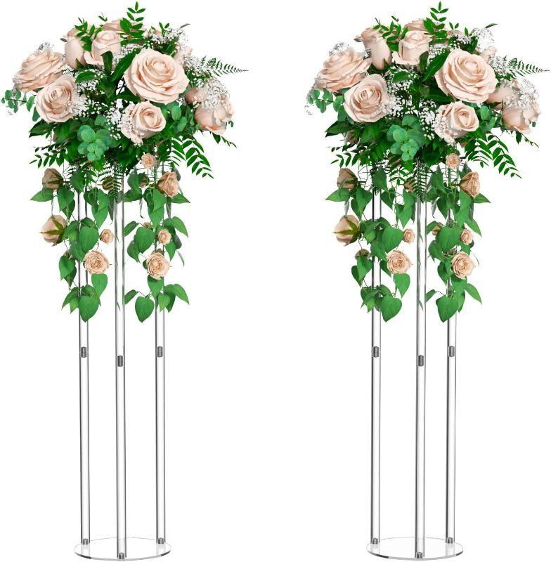 Photo 1 of 
AITEE Acrylic Wedding Centerpieces Vases, 2Pcs 31.5in Tall Crystal Flower Vase Flowers Stand for Party Tables Decorations?Birthday Party, Home Decor