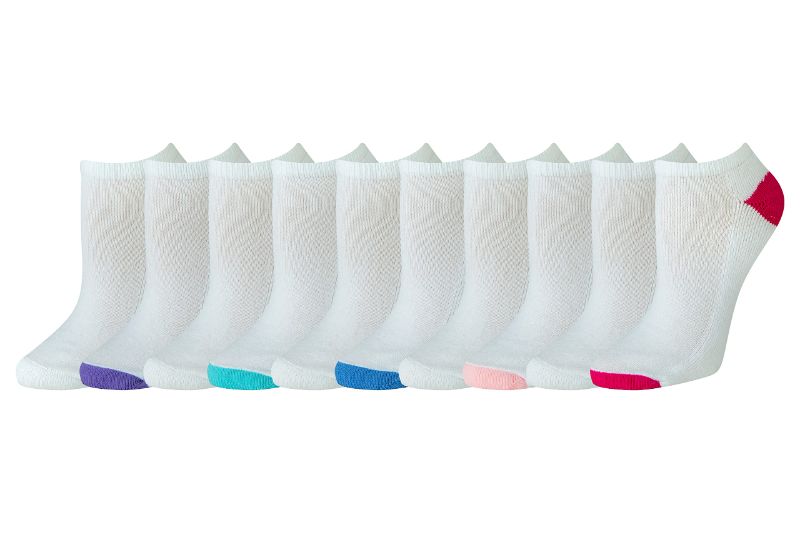 Photo 1 of Amazon Essentials Women's Cotton Lightly Cushioned No-Show Socks, 10 pairs, White 8-12