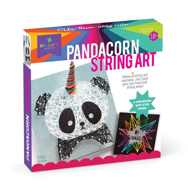 Photo 1 of Craft-tastic String Art Craft Kit Makes 2 Large String Art Canvases – Pandacorn Edition