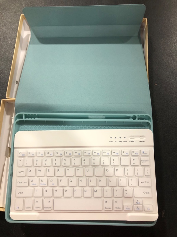 Photo 1 of iPad Keyboard Case for 10.2" 9th/8th/7th Generation 2021/2020/2019, Detachable Wireless BT Keyboard with Magnetic Protective Cover with Pencil Holder for iPad Pro 10.5" 2019/iPad 10.5" Air 3rd Gen Seafoam