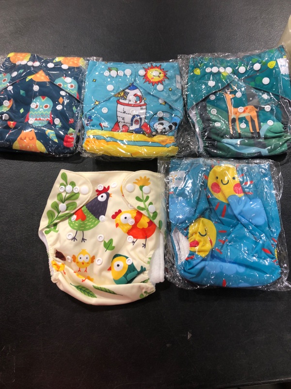 Photo 2 of babygoal Reusable Cloth Diapers for Baby Boys, One Size Adjustable Washable Pocket Nappy Covers 6 Pack+ 6pcs Microfiber Inserts+4pcs Bamboo Inserts 6FB15 Chick,deer,dinasaur