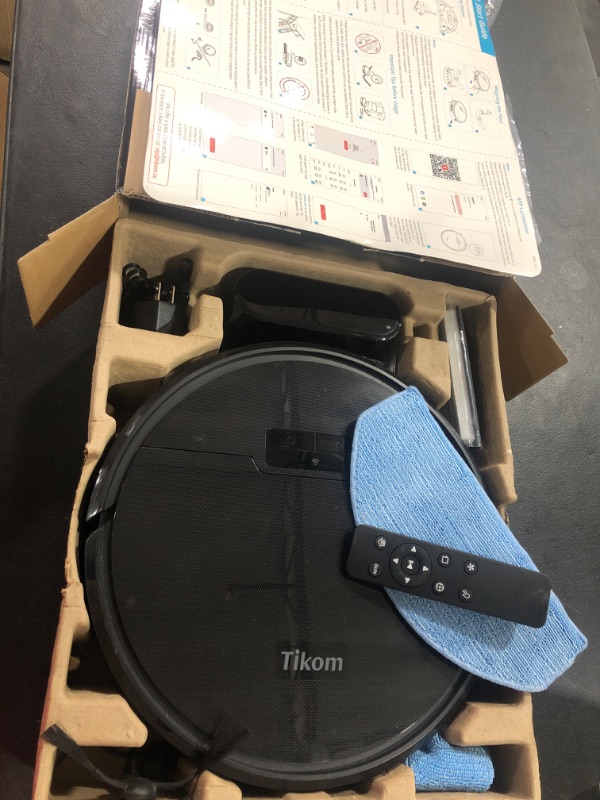 Photo 2 of Tikom Robot Vacuum and Mop, G8000 Robot Vacuum Cleaner, 2700Pa Strong Suction, Self-Charging, Good for Pet Hair, Hard Floors, Black