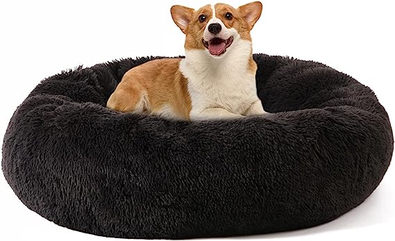 Photo 1 of  Dog Bed for Small Medium Large Dogs, 20 inch Calming Dogs Bed, Washable-Round Cozy Soft Pet Bed for Puppy and Kitten with Slip-Resistant Bottom