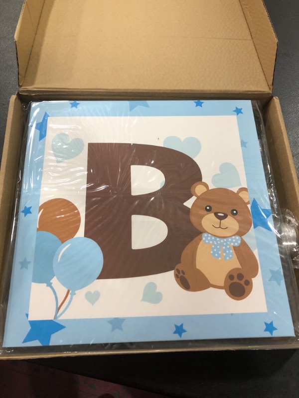 Photo 2 of 40PCS Teddy Bear Baby Shower Boxes Decorations Bear Theme Party Boxes Block Backdrop Favor with Blue Brown Balloons for Teddy Bear Birthday We Can Bearly Wait Party Supplies