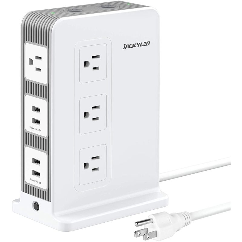 Photo 1 of JACKYLED Power Strip Surge Protector Tower 10 Outlet 4 USB Charging Station 6ft
