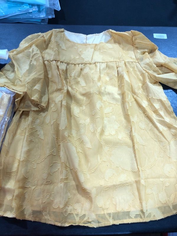 Photo 1 of Dokotoo Womens Large 3/4 Bell Sleeve Blouse Summer Crewneck Lace Tops Floral Textured Babydoll Shirts