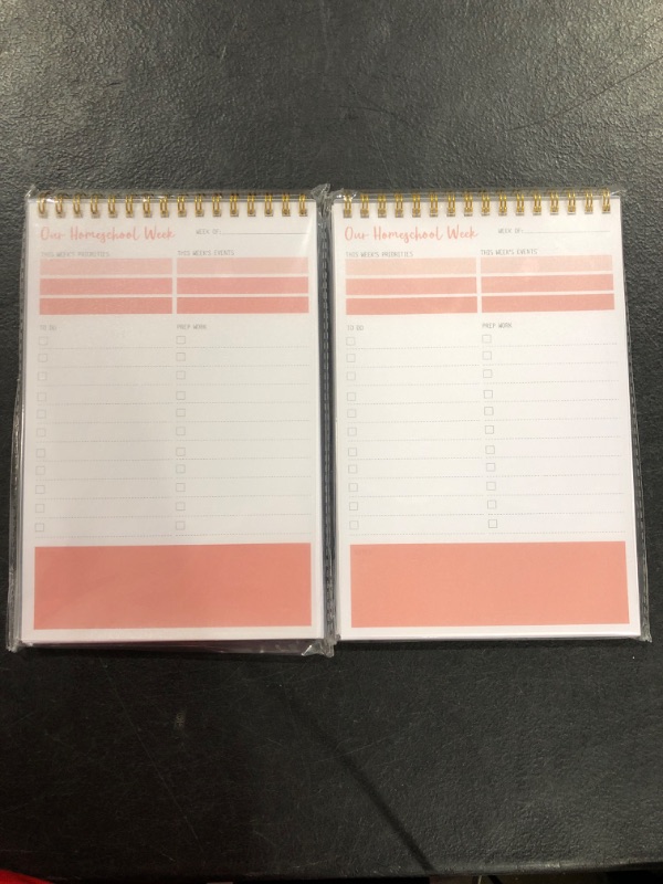 Photo 2 of 2 KAICN Homeschool Weekly To Do List Notepad - Undated Weekly Planner Pages to Boost Productivity - Top Spiral Binding Weekly Note Pad. PVC Cover, Smooth Page Turning. 5.5" x 8.5" Sunset