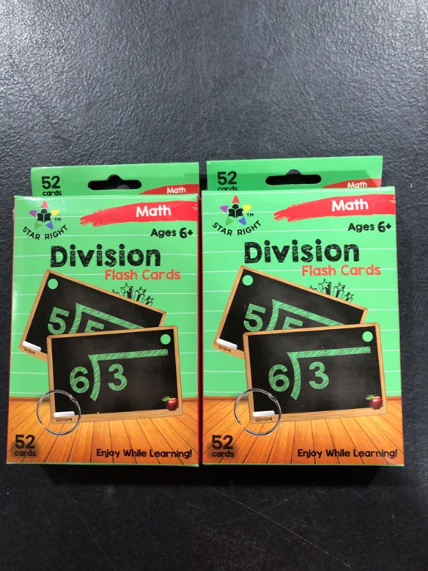 Photo 2 of 2 Star Right Multi Math Flashcards Pack - Division - 1 Ring and 52 Hole Punched Cards Per Set