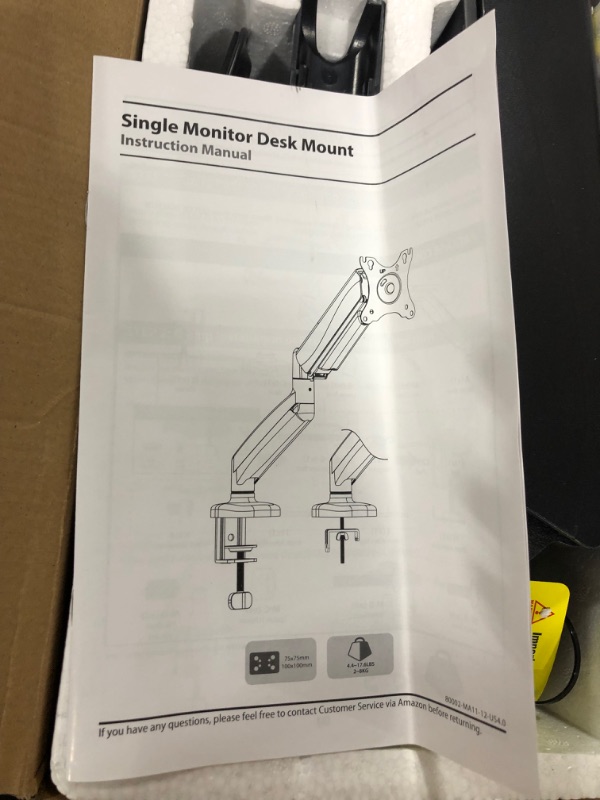 Photo 3 of MOUNTUP Single Monitor Desk Mount, Adjustable Gas Spring Monitor Arm Support Max 32 Inch, 4.4-17.6lbs Screen, Computer Monitor Stand Holder with Clamp/Grommet Mounting Base, VESA Mount Bracket, MU0004 Black