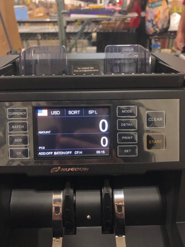 Photo 5 of NUCOUN VC-3 Money Counter Machine Mixed Denomination, Value Counting, CIS/UV/IR/MG/MT Counterfeit Detection, USD/Euro/CAD/MXN, Printer Enabled Bill Cash Counter for Business Matte Black?no Sn Reading?