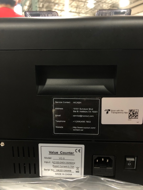 Photo 6 of NUCOUN VC-3 Money Counter Machine Mixed Denomination, Value Counting, CIS/UV/IR/MG/MT Counterfeit Detection, USD/Euro/CAD/MXN, Printer Enabled Bill Cash Counter for Business Matte Black?no Sn Reading?