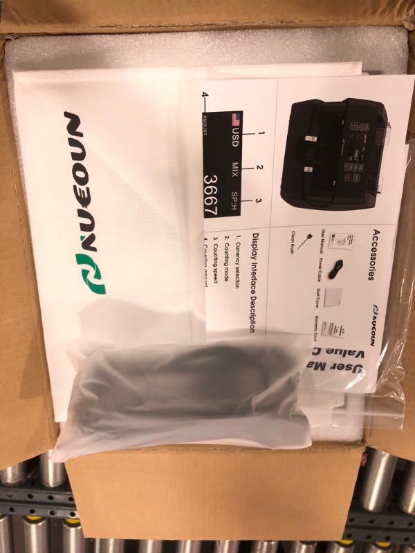 Photo 1 of NUCOUN VC-3 Money Counter Machine Mixed Denomination, Value Counting, CIS/UV/IR/MG/MT Counterfeit Detection, USD/Euro/CAD/MXN, Printer Enabled Bill Cash Counter for Business Matte Black?no Sn Reading?