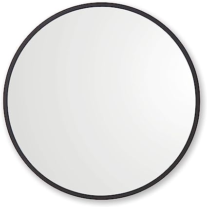 Photo 1 of 24 in. Round Modern Mirror with Aluminum Frame in Black Color
