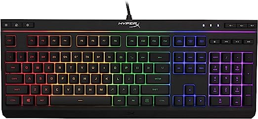 Photo 1 of HyperX Alloy Core RGB – Membrane Gaming Keyboard, Comfortable Quiet Silent Keys with RGB LED Lighting Effects, Spill Resistant, Dedicated Media Keys, Compatible with Windows 10/8.1/8/7 – Black
