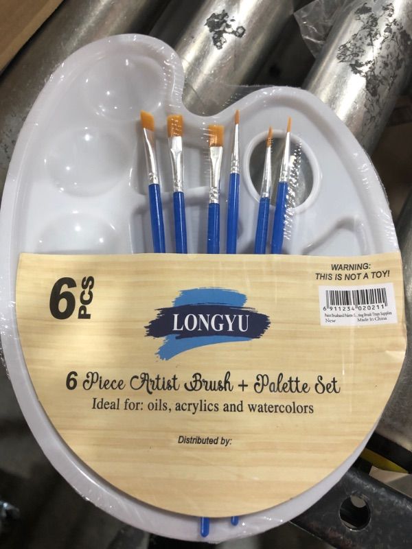 Photo 1 of 6pcs Paint Brushes and 1pc Palette Tray Set for Children Adults Watercolor Oil Acrylic Gouache Art Painting Supplies
