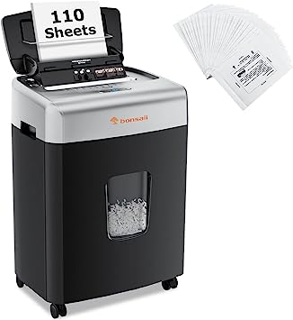 Photo 1 of Bonsaii C233-B 110-Sheet Autofeed Shredder and 24-Pack Lubricant Sheets