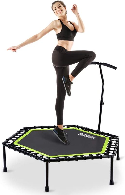 Photo 1 of 
ONETWOFIT 48" Silent Mini Trampoline with Adjustable Handle Bar Fitness Trampoline Bungee Rebounder Jumping Cardio Trainer Workout for Adults or Kids