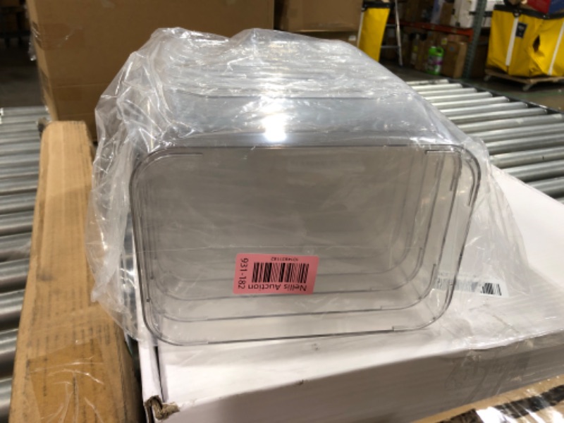 Photo 3 of 12 clear plastic bins with blank black labels