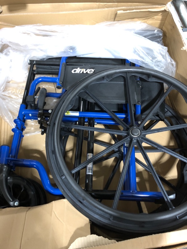 Photo 3 of Drive Medical Blue Streak Wheelchair with Flip Back Desk Arms, Swing Away Footrests, 16 Inch Seat 16 Inch Swing Away Footrests