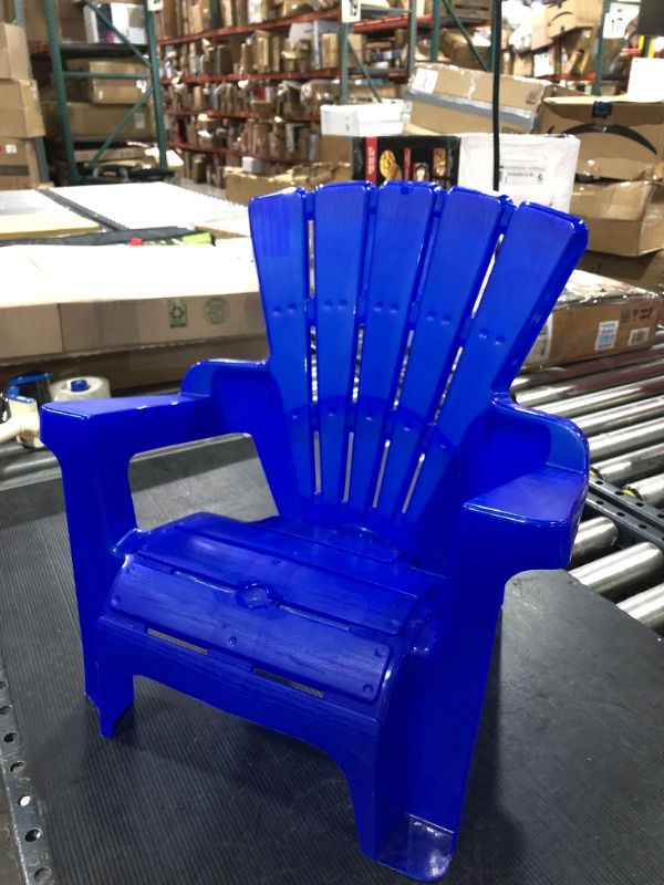 Photo 2 of American Plastic Toys Kids’ Adirondack Chairs, Blue, Outdoor, Indoor, Beach, Backyard, Lawn, Stackable, Lightweight, Portable, Wide Armrests, Comfortable Lounge Chairs for Children Blue 