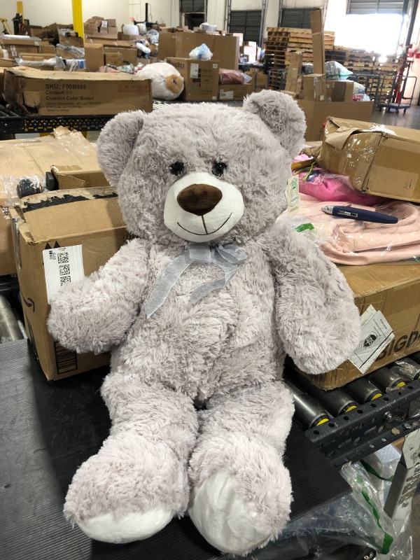 Photo 1 of MaoGoLan Big Fluffy Gray Teddy Bear 34 inch Large Grey Stuffed Animal for Girlfriend Kids Boyfriend Teens Gray 34 inches