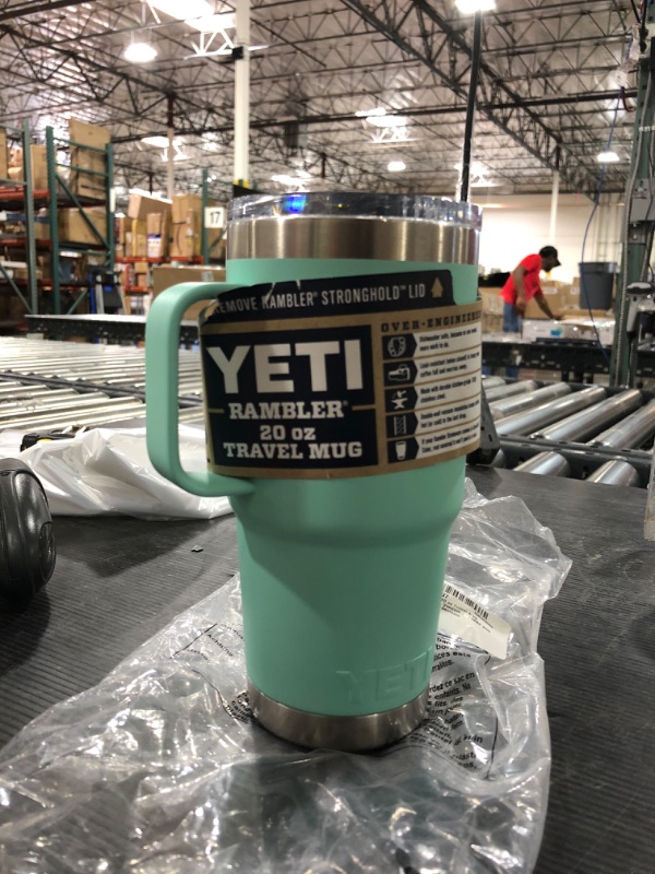 Photo 2 of YETI Rambler 20 oz Travel Mug, Stainless Steel, Vacuum Insulated with Stronghold Lid Seafoam