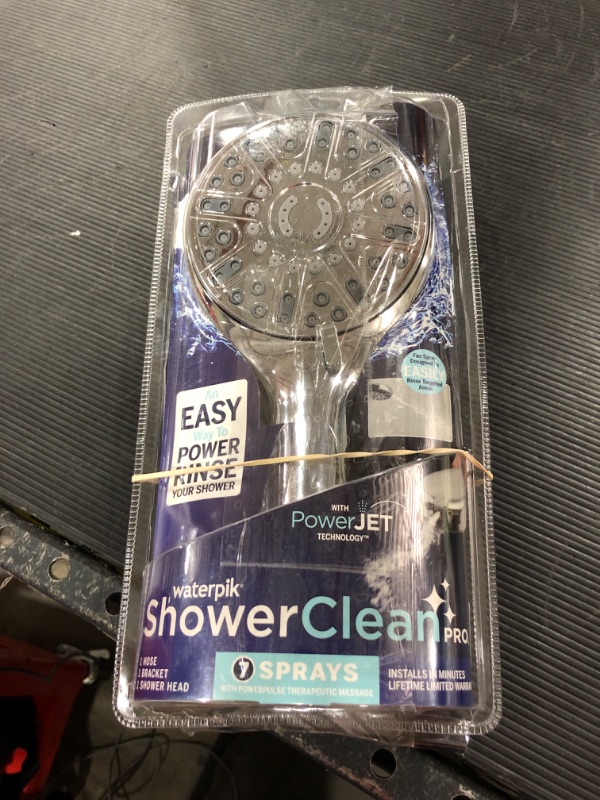 Photo 1 of Waterpik ShowerClean Pro Hand Held Shower Head High Pressure Rinser With Built-in Power Jet -Wash, Shower -Cleaner In Chrome, QCW-763ME