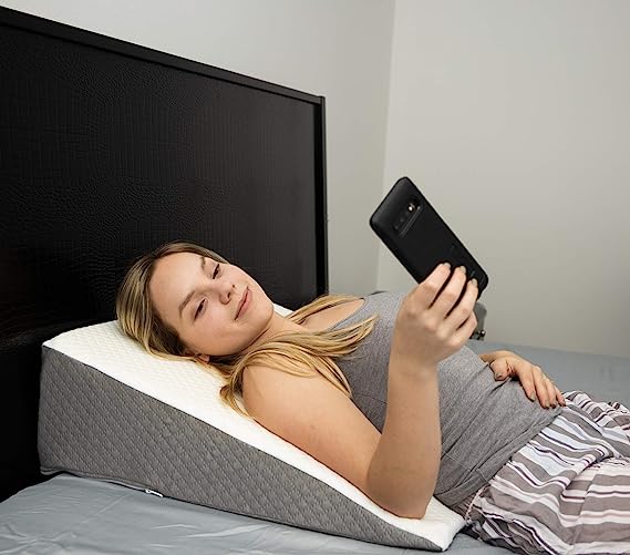 Photo 1 of  Bed Wedge Pillow with Memory Foam Top | Stylish Chic Jacquard Cover for Sleeping and Acid Reflux, Heartburn, and GERD – Snoring Pillow
