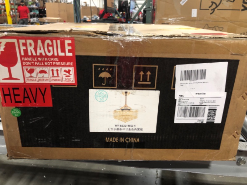 Photo 1 of Moooni 48" Retractable Crystal Ceiling Fans with Lights and Remote, APP Control Smart Ceiling Fan with Dimmable LED Light, Modern Gold Crystal Ceiling Fan Chandelier for Living, Dining Room, Bedroom 48 Inch  **STORE SEALED**