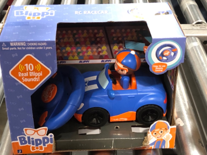 Photo 2 of Blippi Racecar - Fun Remote-Controlled Vehicle Seated Inside, Sounds - Educational Vehicles for Toddlers and Young Kids,Orange, Blue
