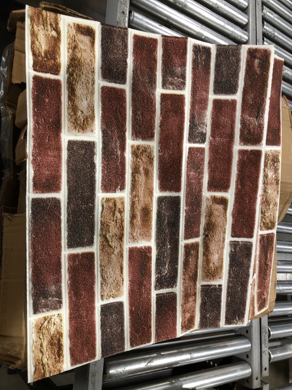 Photo 2 of 3D Wallpaper Faux Brick Wall Panels Peel and Stick 3D Wall Panel, Red, Brown Backsplash Wall Tiles for Kitchen Livingroom Fireplace Wall Covering- 20 Panels