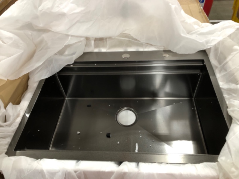 Photo 4 of 25 Inch Drop In Stainless Steel Kitchen Sink Workstation, Wesliv 25x22 Topmount Stainless Steel Kitchen Sink Utility Sink Double Ledges Workstation Sink 16 Gauge Deep Single Bowl with Cutting Board 25"L x 22"W x 10"D Brushed Nickel