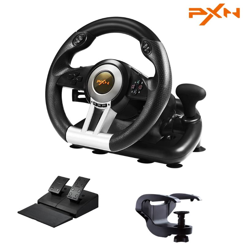 Photo 1 of PXN Xbox Steering Wheel V3II 180° Gaming Racing Wheel Driving Wheel, with Linear Pedals and Racing Paddles for Xbox Series X|S, PC, PS4, Xbox One, Switch - Black