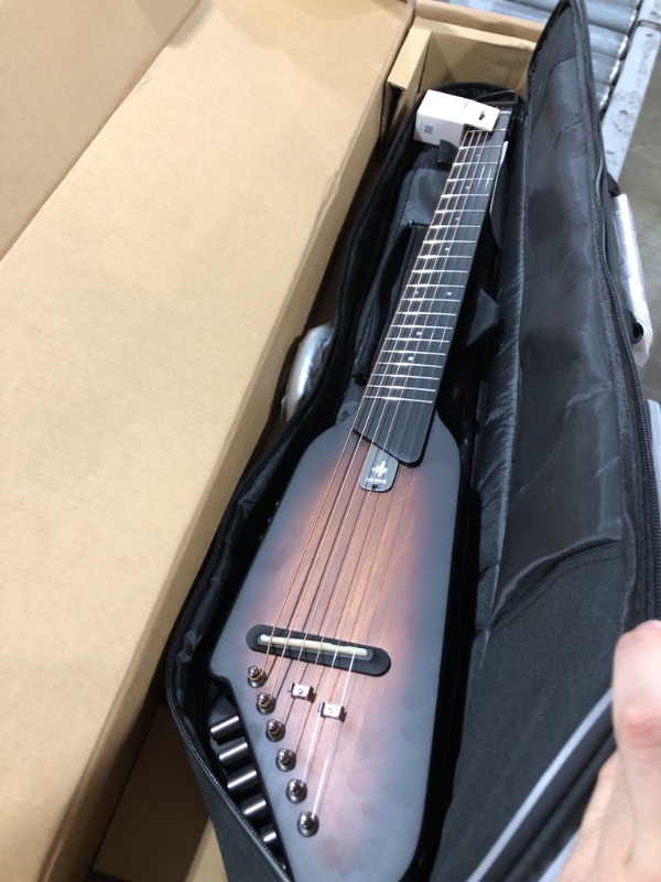 Photo 3 of Donner HUSH-I Guitar For Travel - Portable Ultra-Light and Quiet Performance Headless Acoustic-Electric Guitar, Mahogany Body with Removable Frames, Gig Bag, and Accessories 