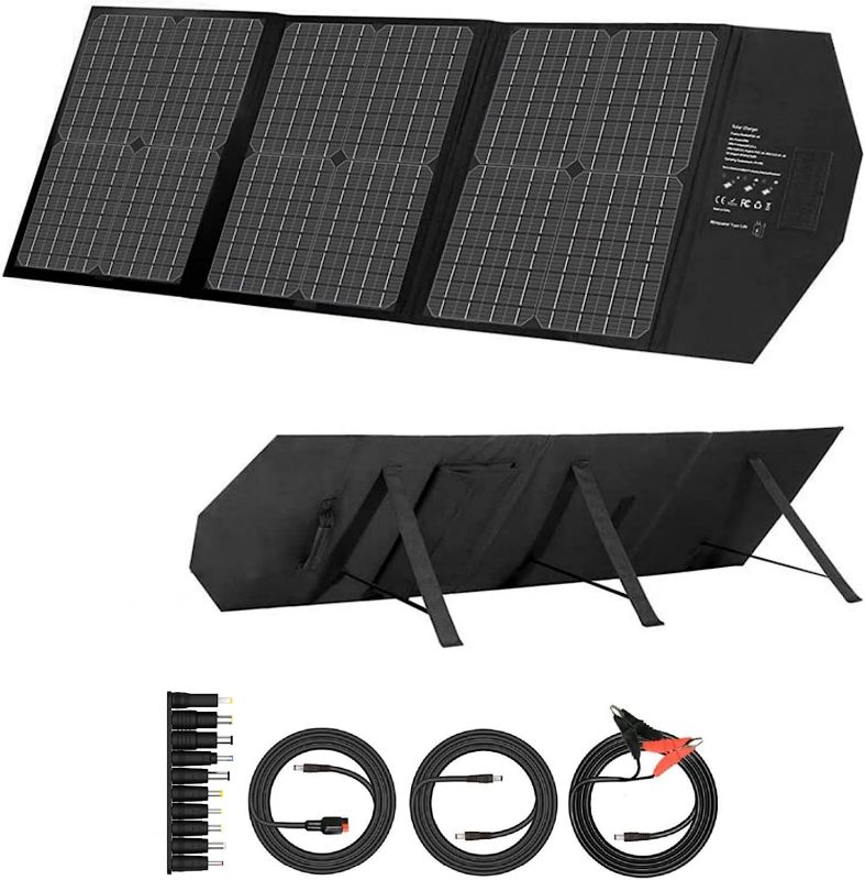 Photo 1 of RoRood Portable Solar Panel, 60W Foldable Solar Panels 18V 22% Higher Efficiency Solar Charger IPX3 Waterproof Solar Panel Kit with USB, DC Output, 10 Connectors for Most Power Stations, Camping,RV
